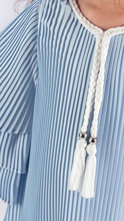 Kız Çocuk Krep Plise Elbise MNK0595