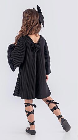 Kız Çocuk Krep Plise Elbise MNK0595