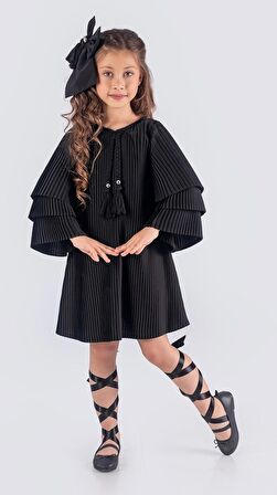 Kız Çocuk Krep Plise Elbise MNK0595