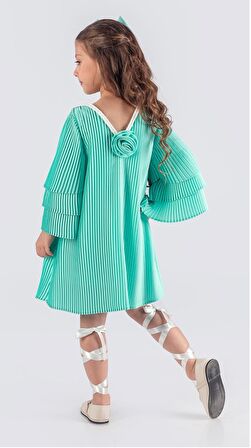 Kız Çocuk Krep Plise Elbise MNK0595