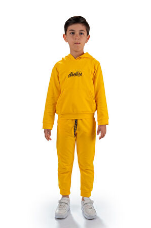 Adventure Nakış Kanguru Cepli Kapüşonlu Çocuk Eşofman MNK10072