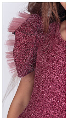 Simli Şanzelize Kız Çocuk Abiye Elbise M00669