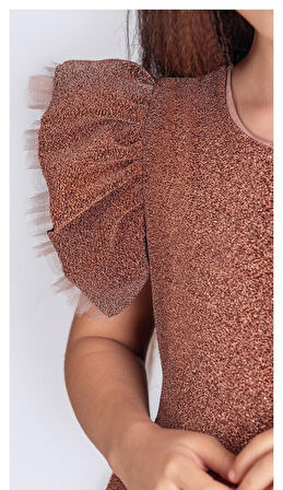 Simli Şanzelize Kız Çocuk Abiye Elbise M00669