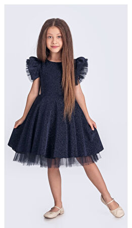 Simli Şanzelize Kız Çocuk Abiye Elbise M00669