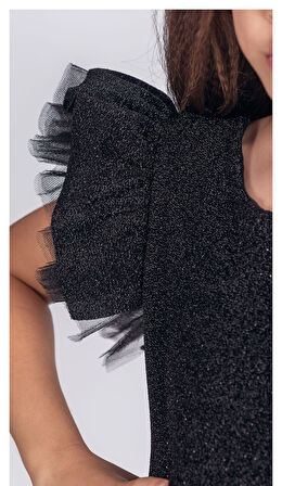 Simli Şanzelize Kız Çocuk Abiye Elbise M00669