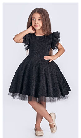 Simli Şanzelize Kız Çocuk Abiye Elbise M00669