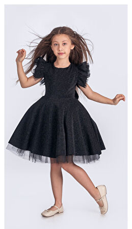 Simli Şanzelize Kız Çocuk Abiye Elbise M00669