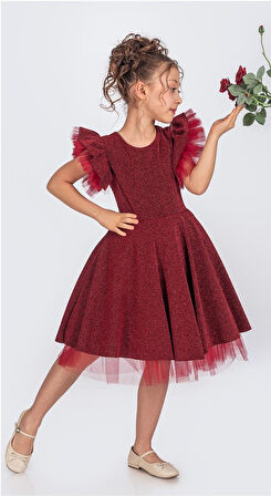 Simli Şanzelize Kız Çocuk Abiye Elbise M00669