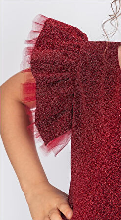 Simli Şanzelize Kız Çocuk Abiye Elbise M00669