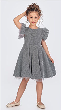 Simli Şanzelize Kız Çocuk Abiye Elbise M00669