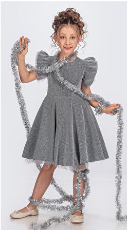 Simli Şanzelize Kız Çocuk Abiye Elbise M00669