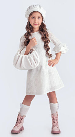 Miss Clarice Kız Çocuk Fransız Bere, Çanta, Çorap Ve Elbise Takım M00704