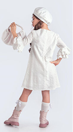 Miss Clarice Kız Çocuk Fransız Bere, Çanta, Çorap Ve Elbise Takım M00704