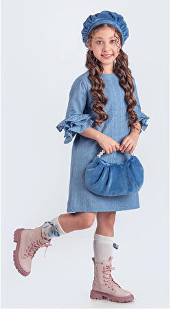 Miss Clarice Kız Çocuk Fransız Bere, Çanta, Çorap Ve Elbise Takım M00704