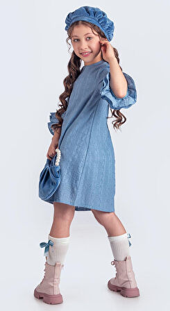 Miss Clarice Kız Çocuk Fransız Bere, Çanta, Çorap Ve Elbise Takım M00704