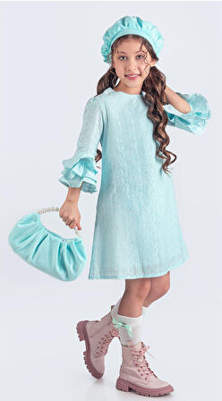 Miss Clarice Kız Çocuk Fransız Bere, Çanta, Çorap Ve Elbise Takım M00704