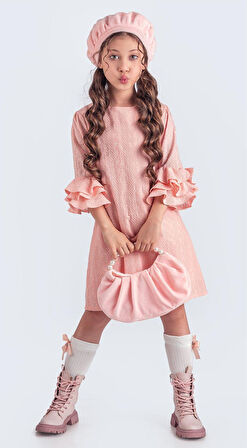 Miss Clarice Kız Çocuk Fransız Bere, Çanta, Çorap Ve Elbise Takım M00704