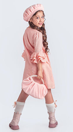 Miss Clarice Kız Çocuk Fransız Bere, Çanta, Çorap Ve Elbise Takım M00704