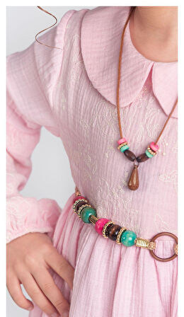 Müslin Kumaş Kız Çocuk Uzun Kol Tesettür Elbise M00705