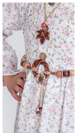 Müslin Kumaş Kız Çocuk Uzun Kol Tesettür Elbise M00705