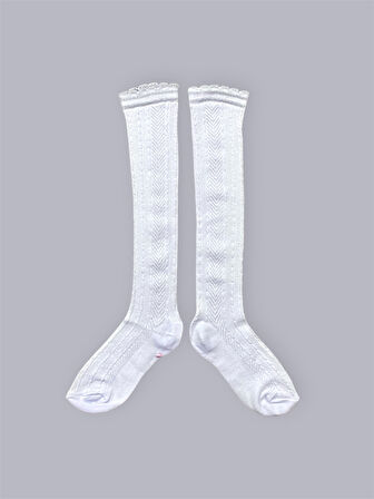 Kız Çocuk Desenli Diz Altı Çorap M00709
