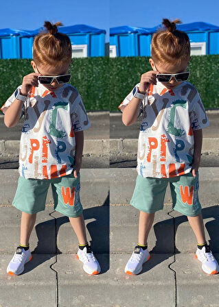 Baskılı Erkek Çocuk Tişört Şortlu Takım M00715