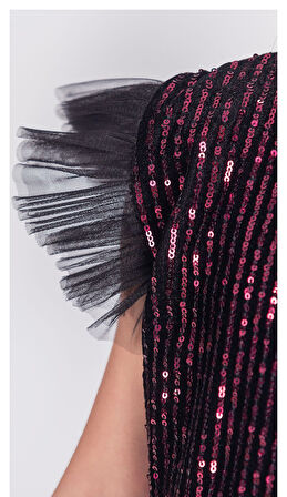 Pul Payet Katkat Tütü Etekli Kız Çocuk Elbise M00722