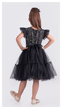 Pul Payet Katkat Tütü Etekli Kız Çocuk Elbise M00722