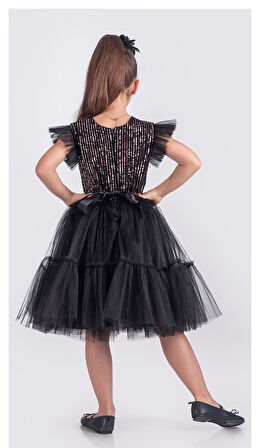 Pul Payet Katkat Tütü Etekli Kız Çocuk Elbise M00722