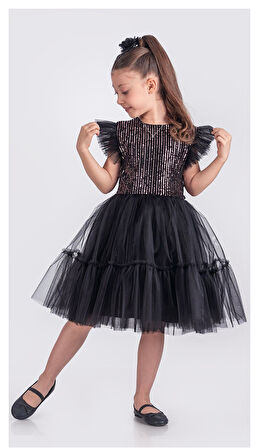 Pul Payet Katkat Tütü Etekli Kız Çocuk Elbise M00722