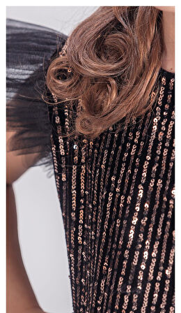 Pul Payet Katkat Tütü Etekli Kız Çocuk Elbise M00722