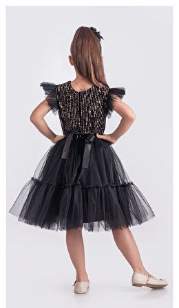 Pul Payet Katkat Tütü Etekli Kız Çocuk Elbise M00722