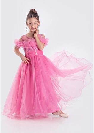 Uzun Etek Kız Çocuk Robası Şifon Abiye M00723