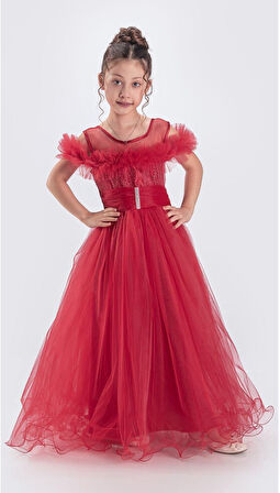 Uzun Etek Kız Çocuk Robası Şifon Abiye M00723