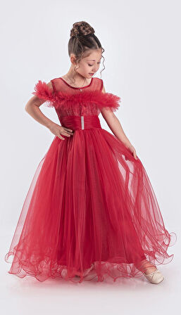 Uzun Etek Kız Çocuk Robası Şifon Abiye M00723