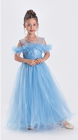 Uzun Etek Kız Çocuk Robası Şifon Abiye M00723