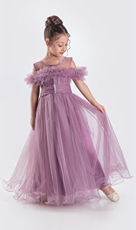 Uzun Etek Kız Çocuk Robası Şifon Abiye M00723