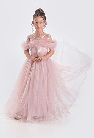 Uzun Etek Kız Çocuk Robası Şifon Abiye M00723