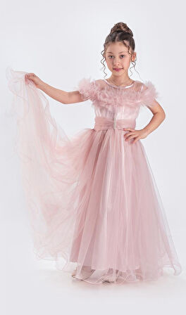 Uzun Etek Kız Çocuk Robası Şifon Abiye M00723