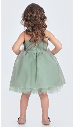 Karolin Robası Çiçekli Bilekli Aksesuarlı Kız Çocuk Abiye Elbise M00724