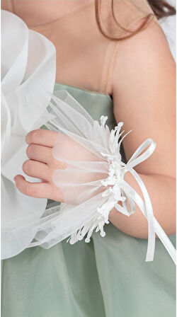 Karolin Robası Çiçekli Bilekli Aksesuarlı Kız Çocuk Abiye Elbise M00724