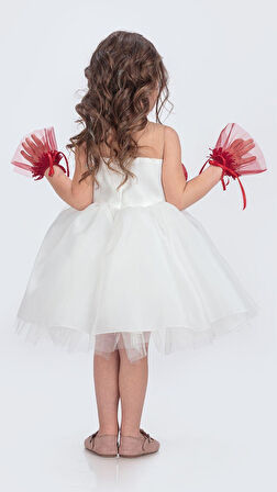 Karolin Robası Çiçekli Bilekli Aksesuarlı Kız Çocuk Abiye Elbise M00724