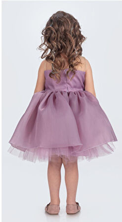 Karolin Robası Çiçekli Bilekli Aksesuarlı Kız Çocuk Abiye Elbise M00724