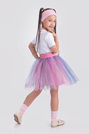 Gökkuşağı Tütülü Kız Çocuk Parti Etek M00727