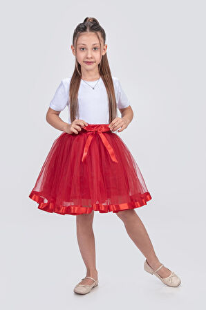 Saten Şeritli Tütü Kız Çocuk Etek M00728