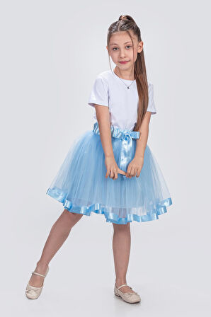 Saten Şeritli Tütü Kız Çocuk Etek M00728