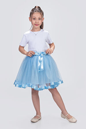 Saten Şeritli Tütü Kız Çocuk Etek M00728