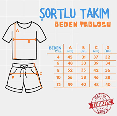Baskılı Kız Çocuk Tişört Şort Takım M00730