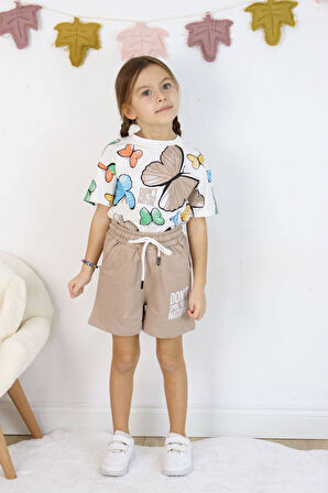 Baskılı Kız Çocuk Tişört Şort Takım M00730