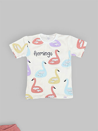 Baskılı Kız Çocuk Tişört Şort Takım M00730